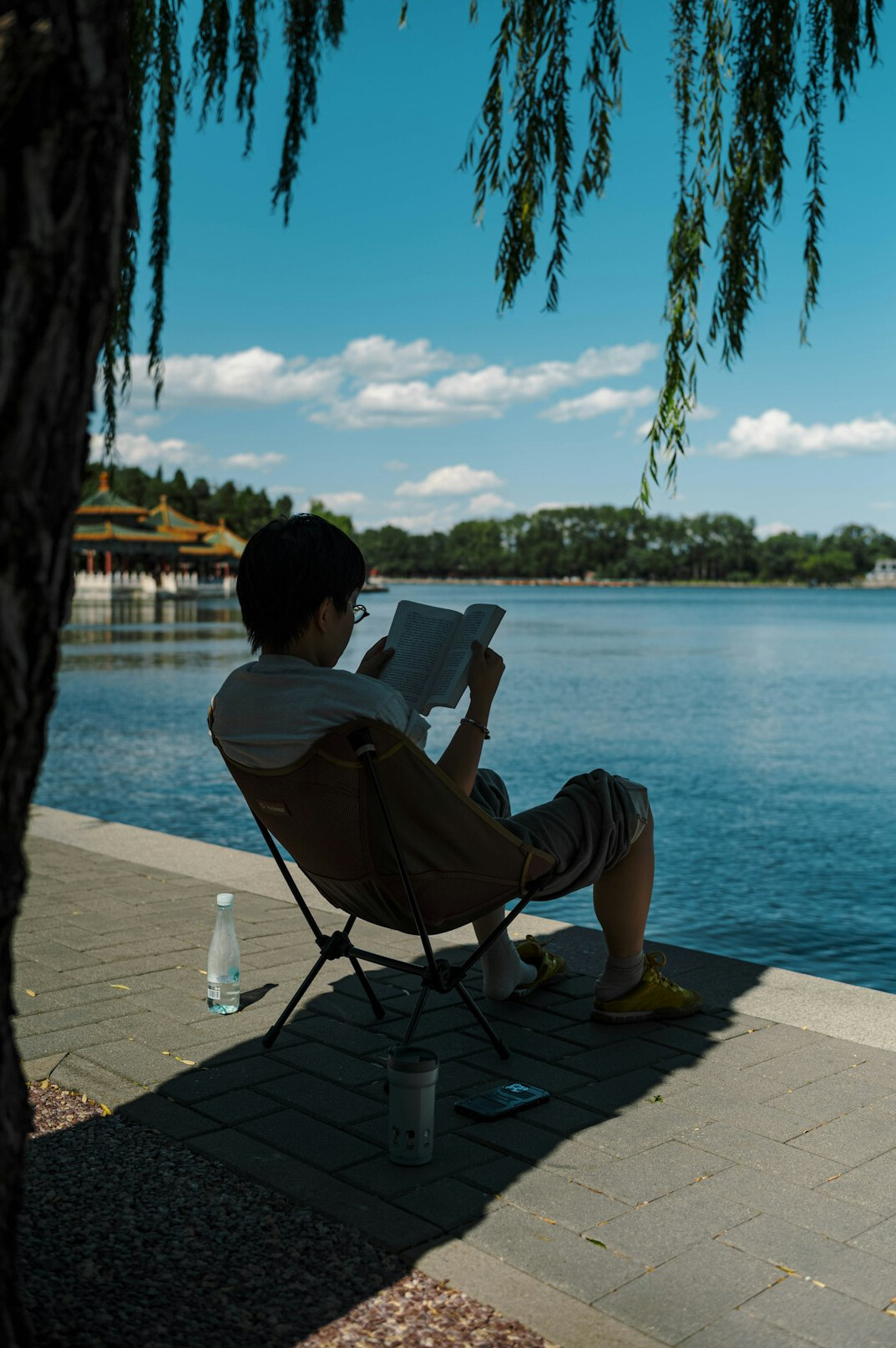 Studio portrait of a European businessman reading on a tablet